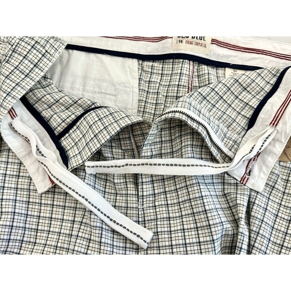 NWT Men's 626‎ Blue Broken-In Shorts White Blue Plaid Flat Front Size W54 - Picture 13 of 15